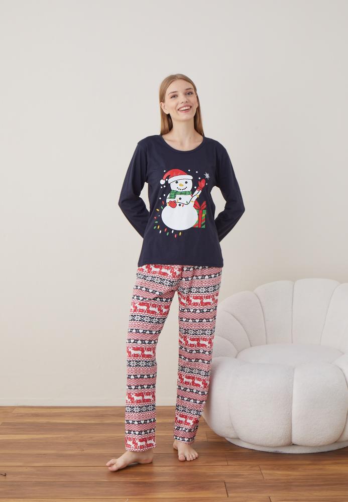 Pijama Dama Craciun ,maneca lunga ,pantaloni lungi,Engros